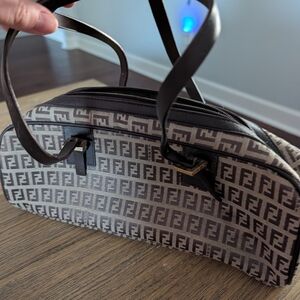 Fendi Monogram Shoulder Bag in Brown and Black